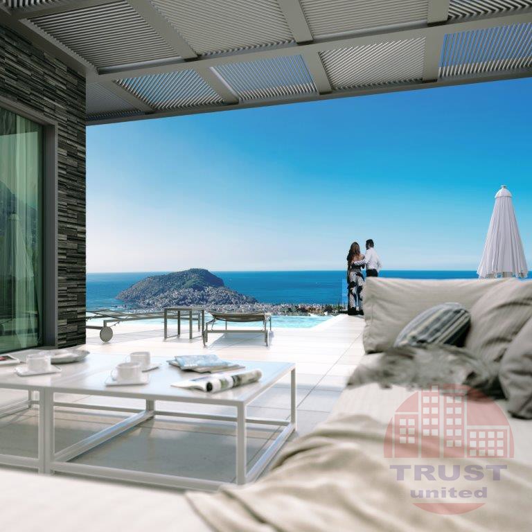 Deluxe villas with charming sea and Alanya castle views