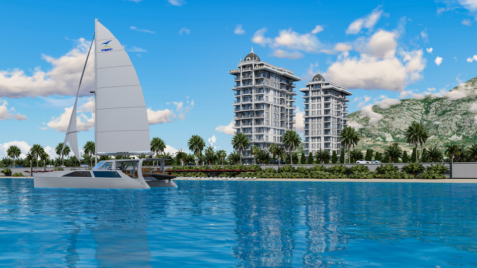Seafront apartments in modern residential complex in Mahmutlar