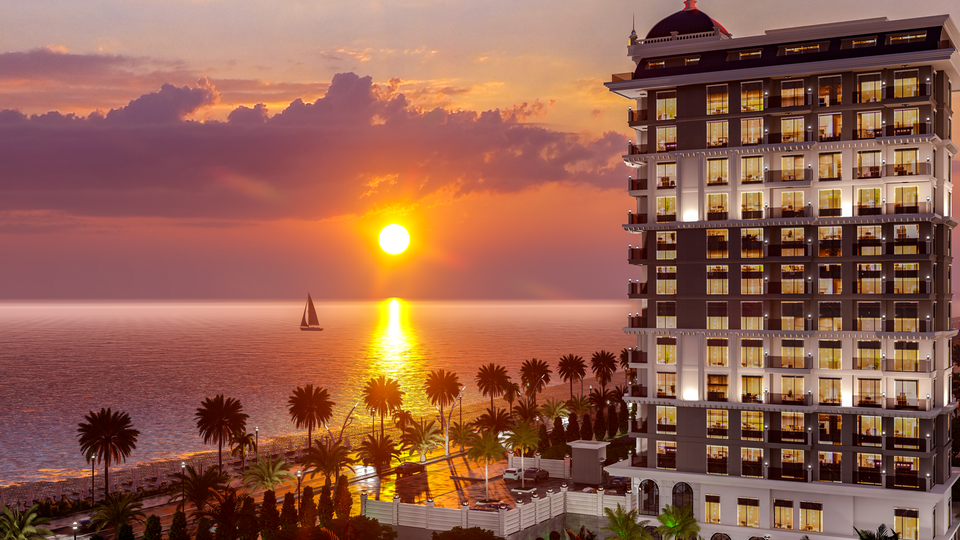 Seafront apartments in modern residential complex in Mahmutlar