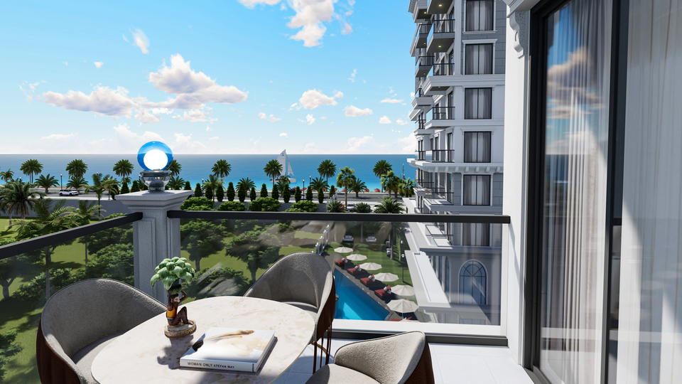 Seafront apartments in modern residential complex in Mahmutlar
