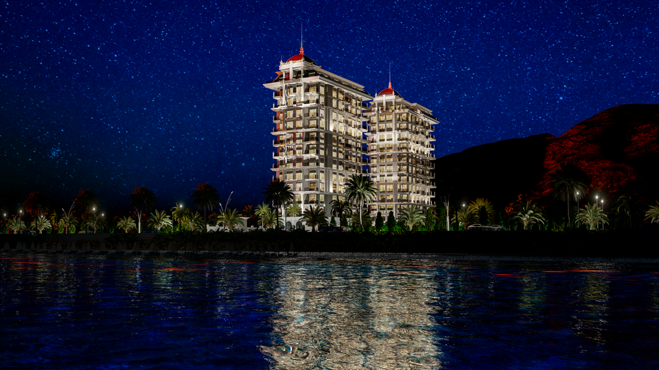 Seafront apartments in modern residential complex in Mahmutlar