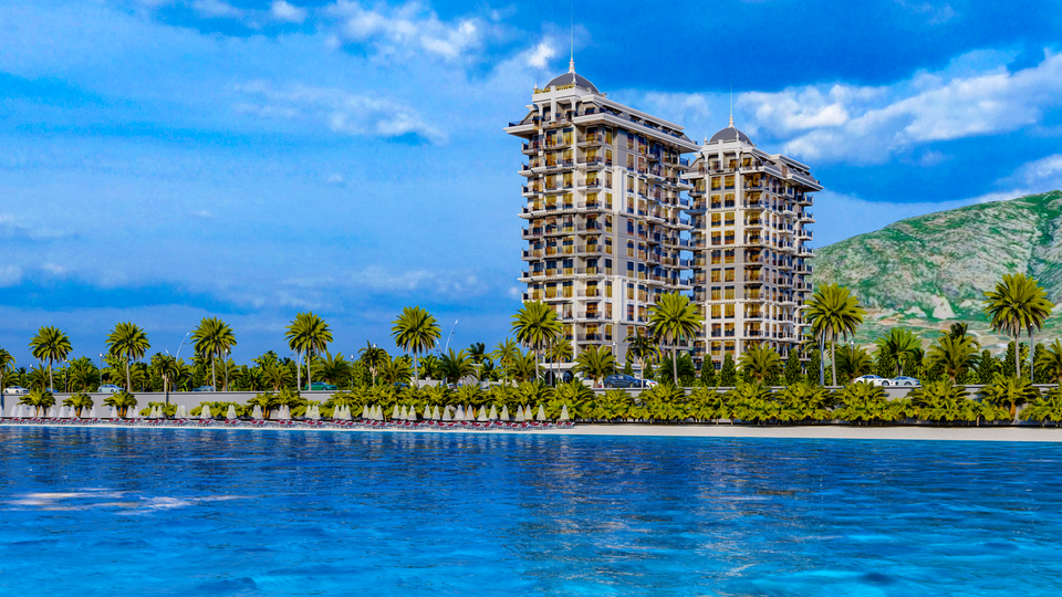 Seafront apartments in modern residential complex in Mahmutlar