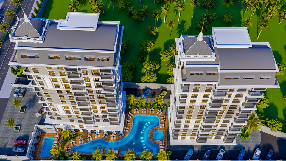 Seafront apartments in modern residential complex in Mahmutlar