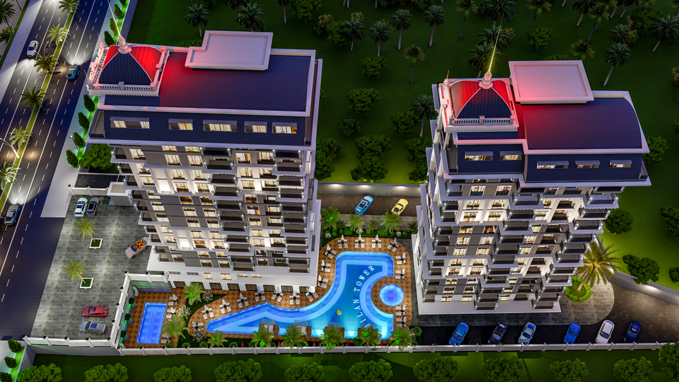 Seafront apartments in modern residential complex in Mahmutlar
