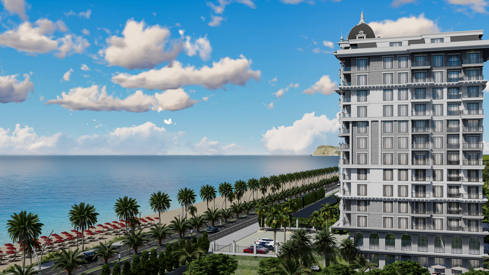 Seafront apartments in modern residential complex in Mahmutlar